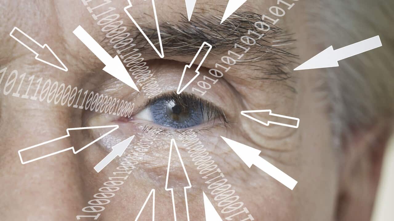 Half Face Of Senior Man