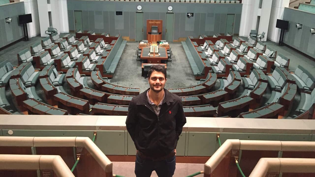 Fadi Masarweh on a visit to Parliament - pre COVID-19