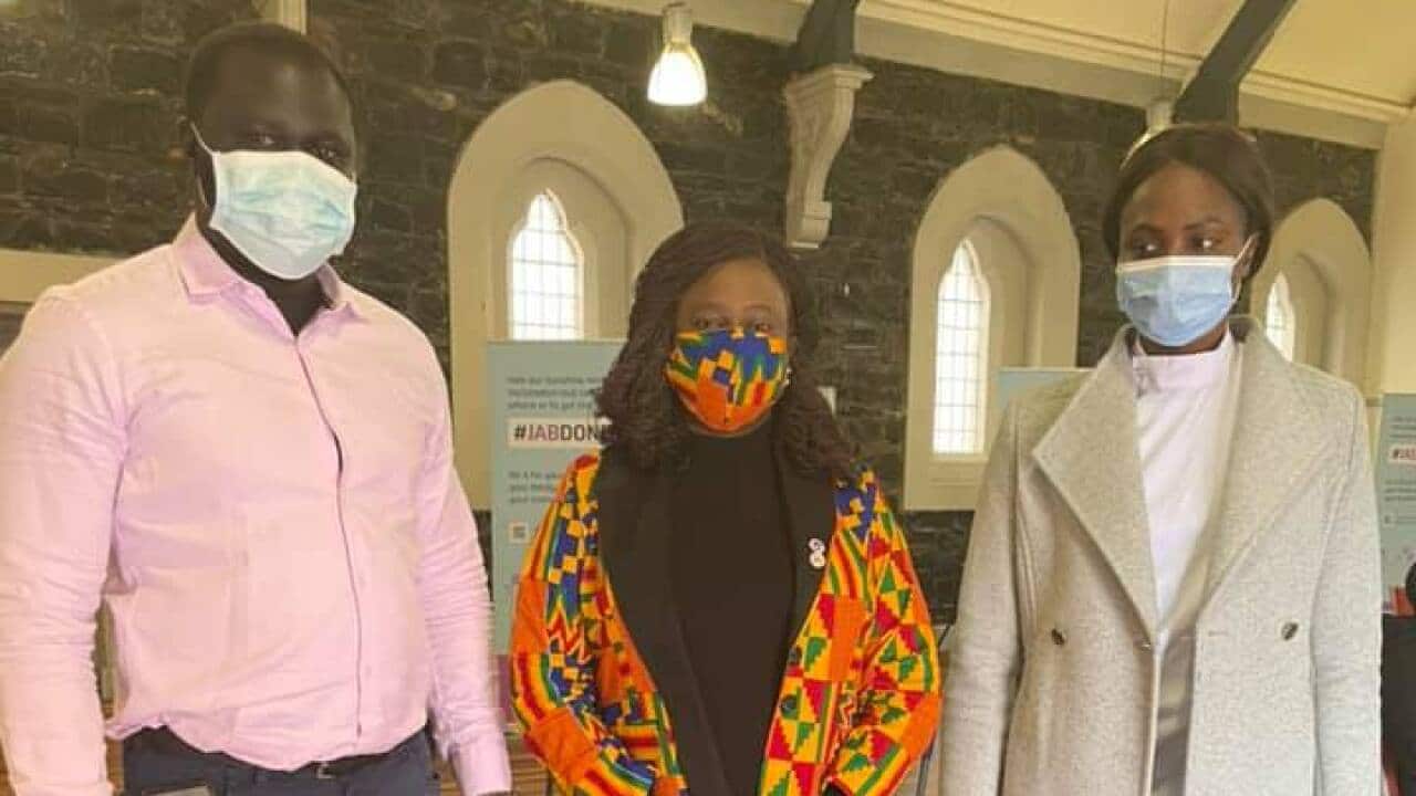 Maker Mayek Riak and colleague at Footscray Centre