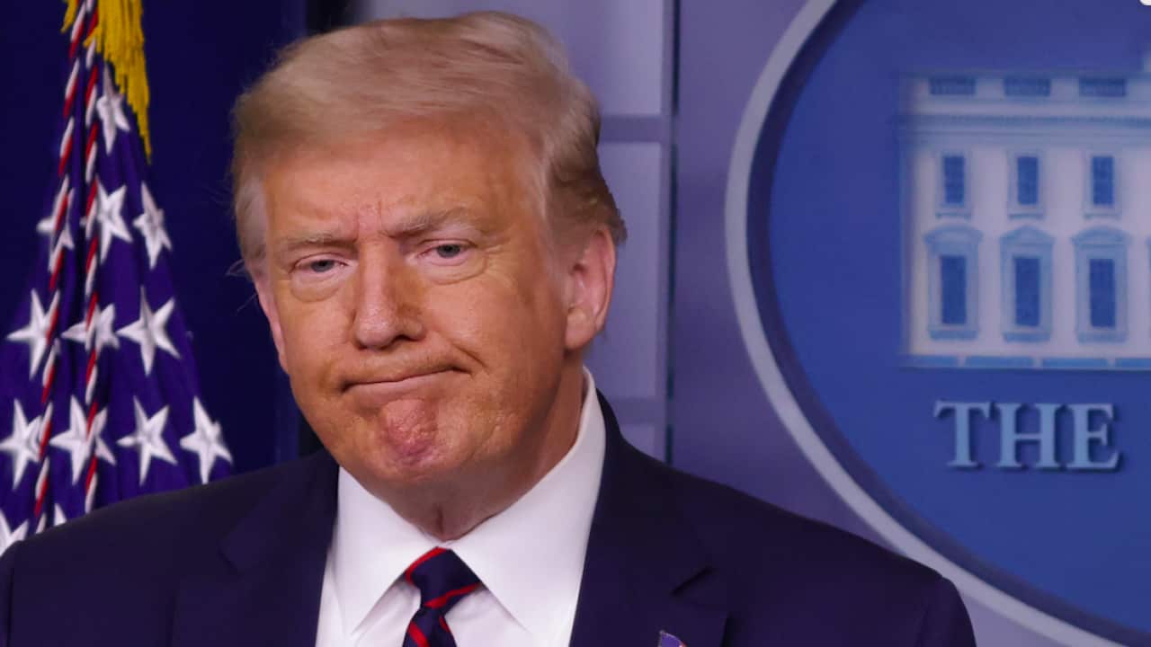 Donald Trump talks to the media in the White House.