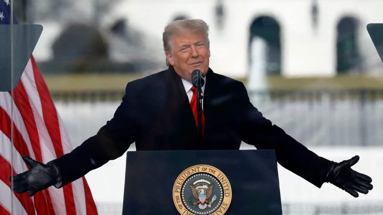 Then-President Donald Trump speaks to his supporters near the White House in Washington on 6 January, 2021.