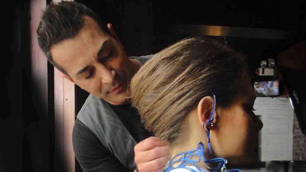 Jeweler François Santo with one of his creations.