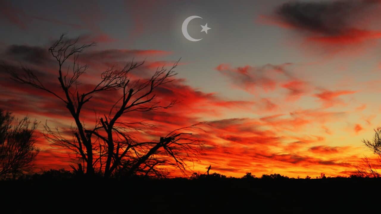 The sun sets in central Australia. Indigenous Australia's history with Islam.