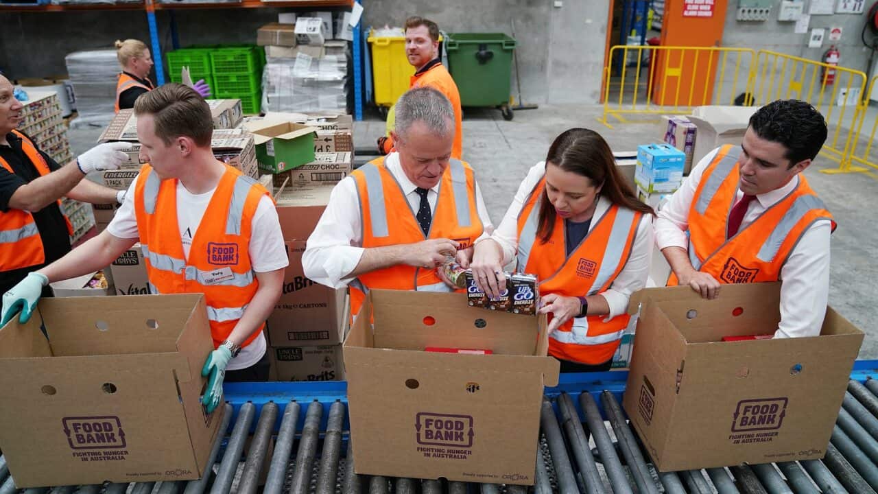 Foodbank boxes are packed in Melbourne