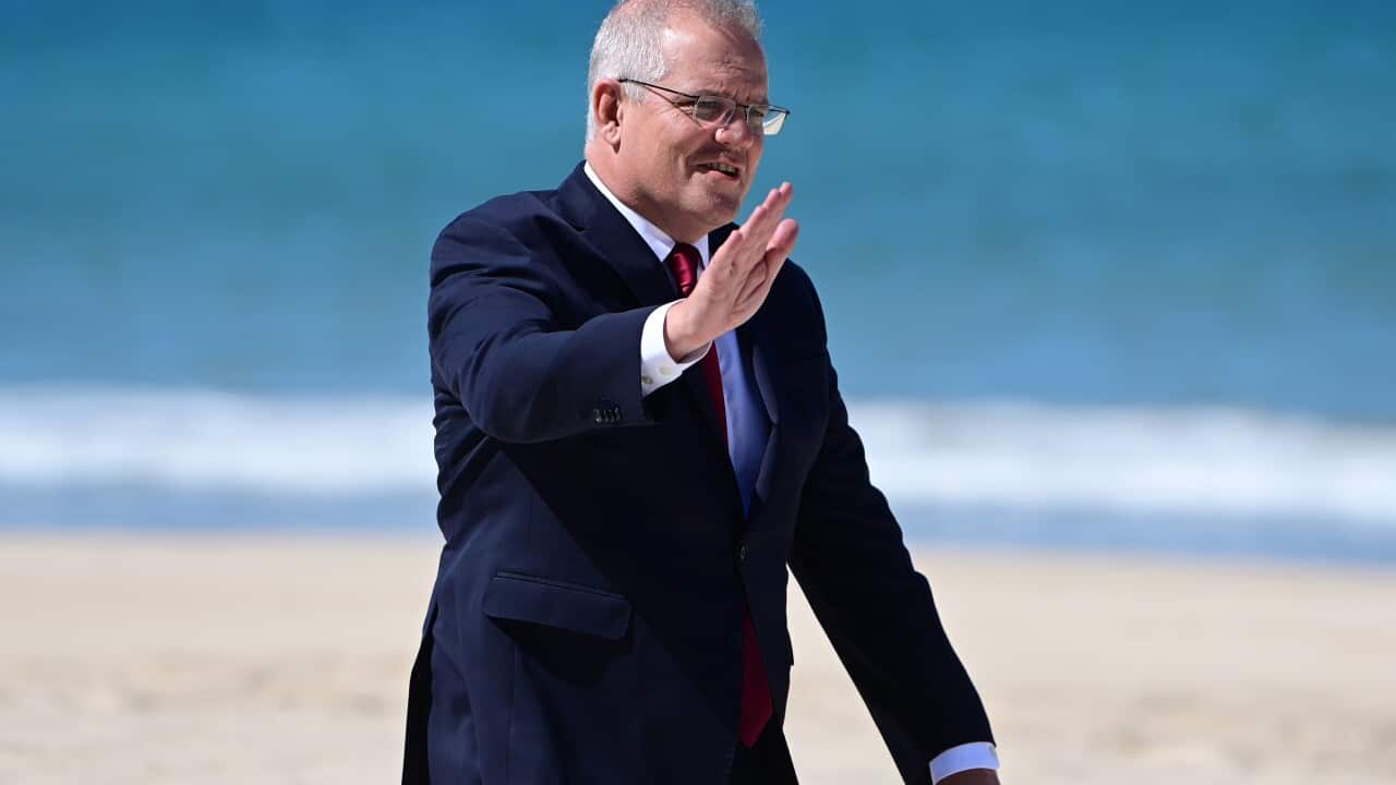 Australian Prime Minister Scott Morrison during the G7 Summit in Carbis Bay, Britain, 12 June 2021. Britain hosts the Group of Seven (G7) summit.