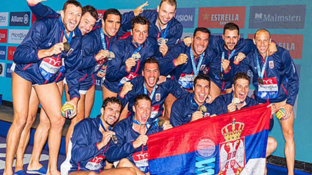 Evropsko prvenstvo Barcelona 2018 Gojko Pijetlović, Dušan Mandić, Viktor Rašović, Sava Ranđelović, Miloš Ćuk, Duško Pijetlović, Nemanja Vico, Milan Aleksić, Nikola Jakšić, Filip Filipović, Andrija Prlainović, Stefan Mitrović, Branislav Mitrović.