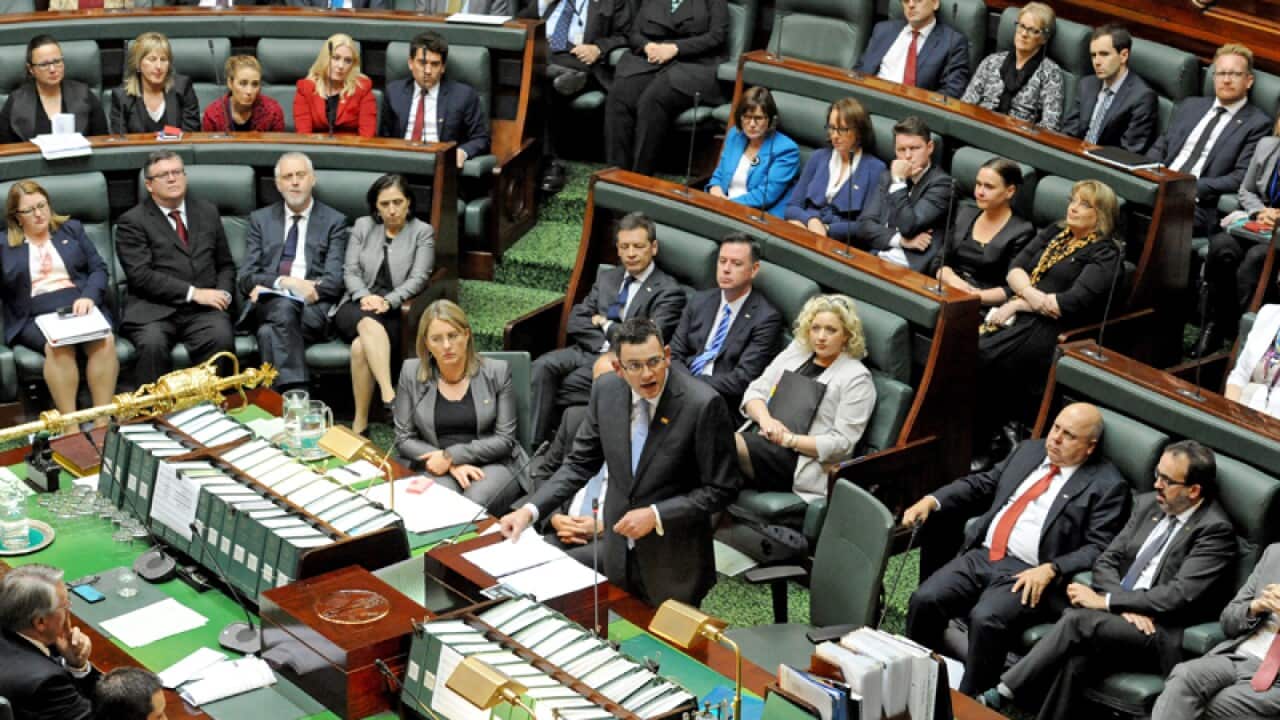 Victorian Premier Daniel Andrews addresses parliament