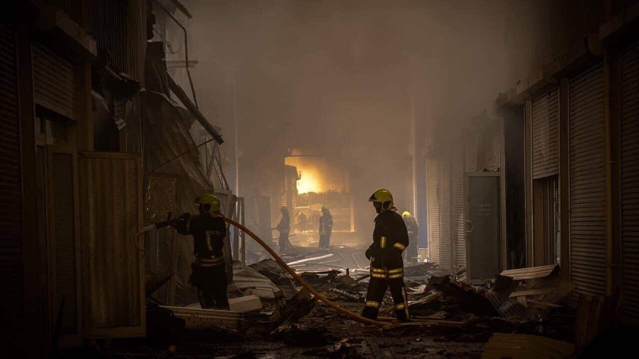 Firefighters Battle Blaze Caused By Russian Attacks On Odesa