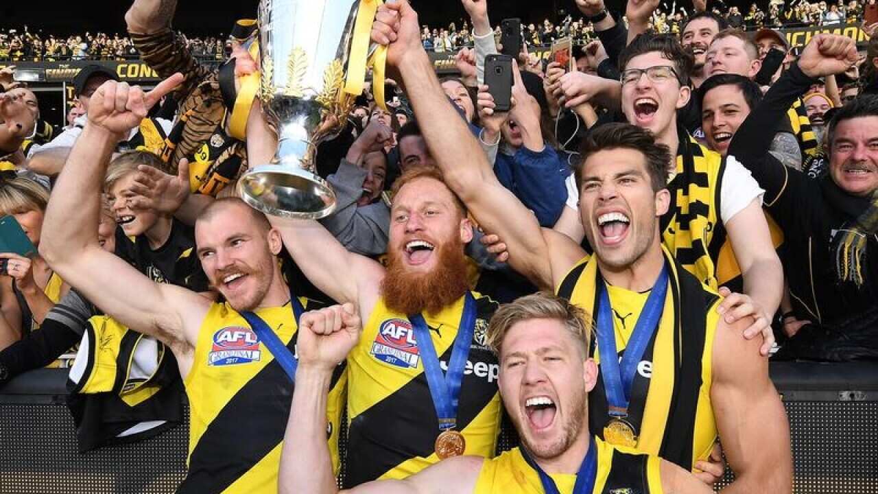 Richmond celebrate their 2017 AFL premiership win