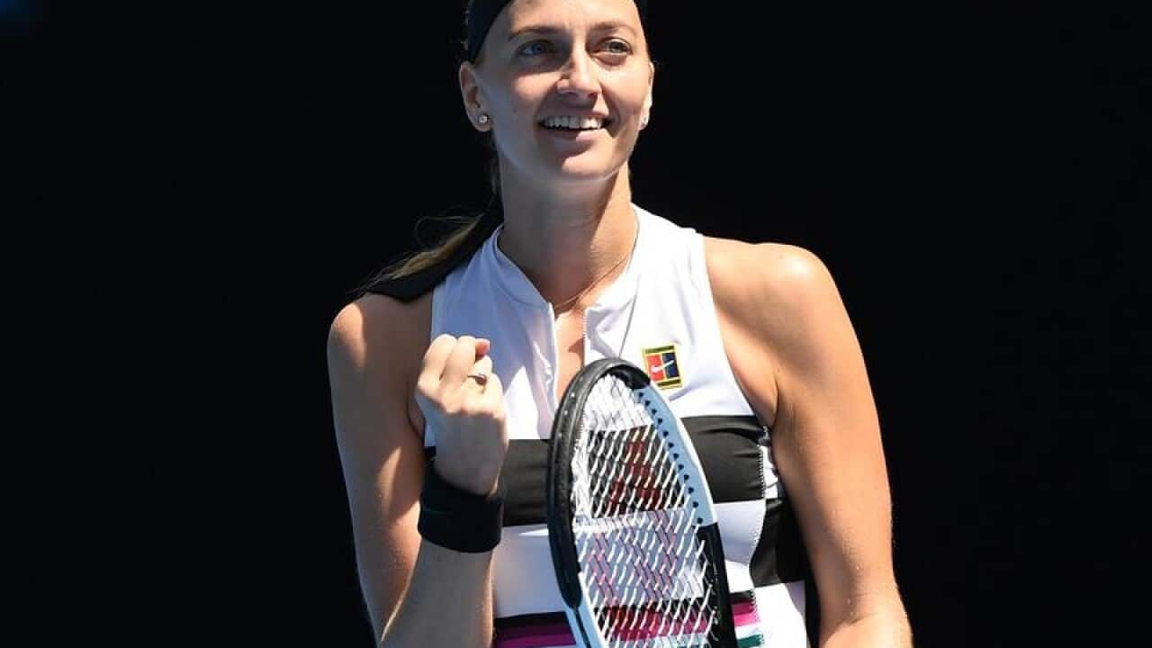 Petra Kvitova of the Czech Republic celebrates.