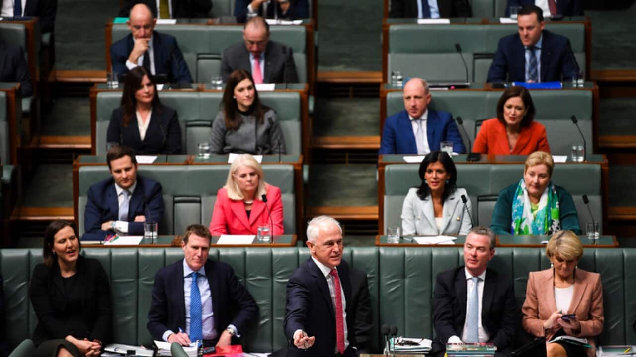 Australian Prime Minister Malcolm Turnbull speaks during House of Representatives Question Time at Parliament House in Canberra, Tuesday, August 21, 2018. (AAP Image/Lukas Coch) NO ARCHIVING