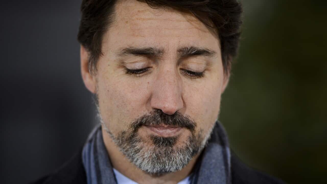 A man with a beard looking down