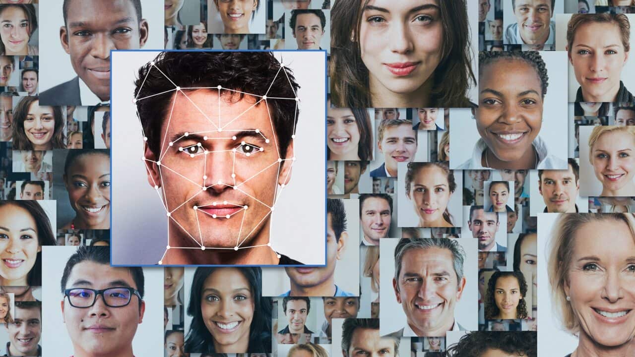 Facial recognition stock photo