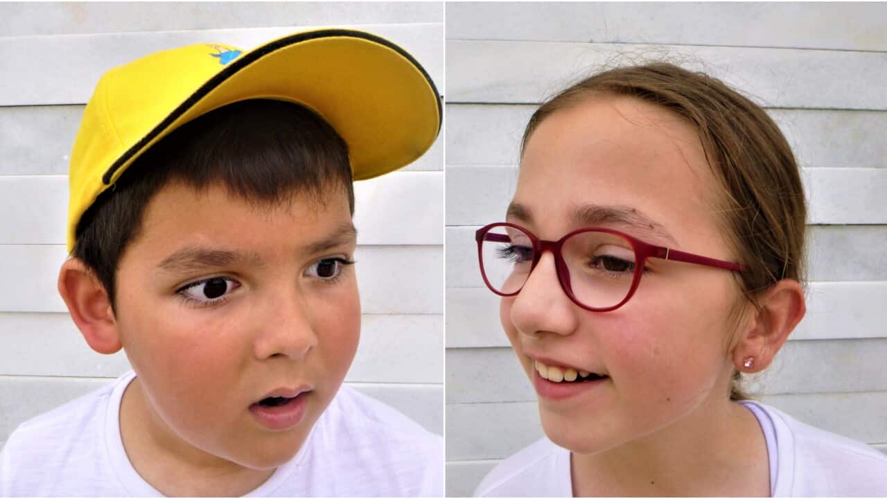 Greek students Ioannis and Nafsika.
