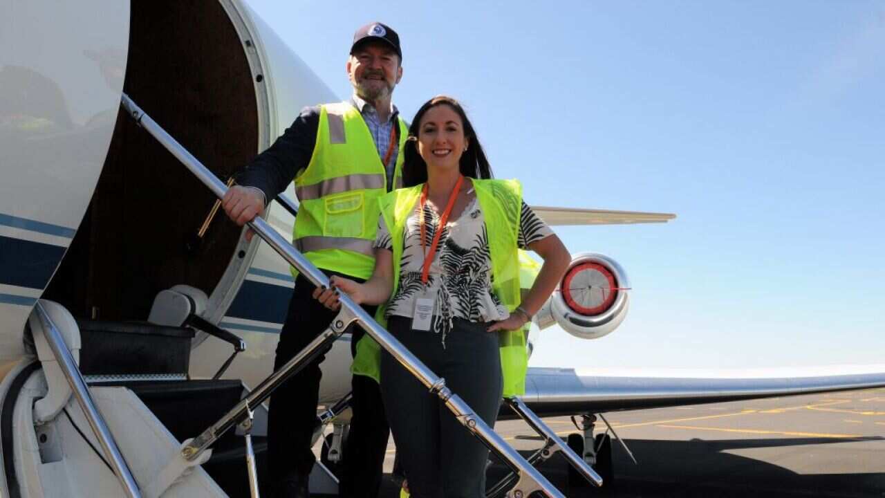 Australian Antarctic Division Director Kim Ellis and Operation IceBridge deputy project scientist Linette Boisvert on the NASA's Gulfstream V.