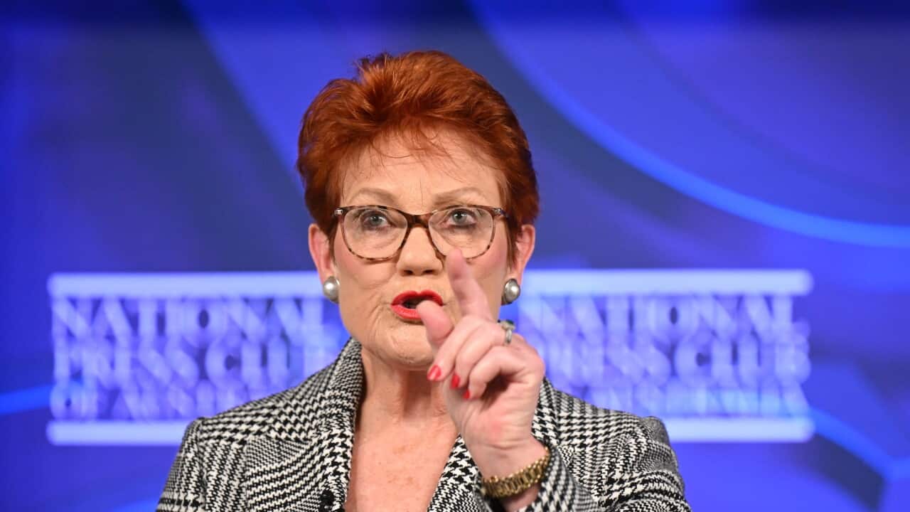 One Nation leader Pauline Hanson addresses the National Press Club (AAP)