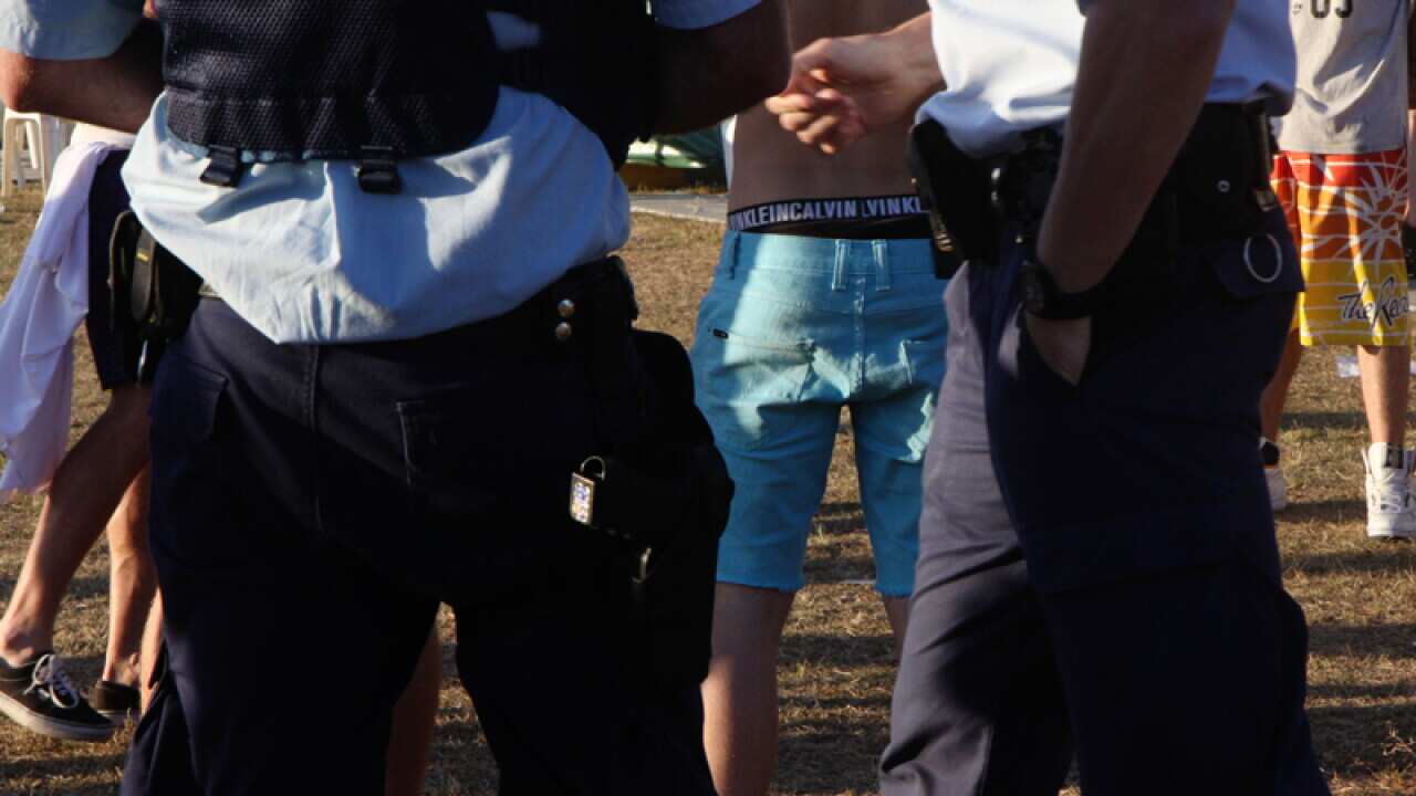 Police patrol a music festival in Sydney