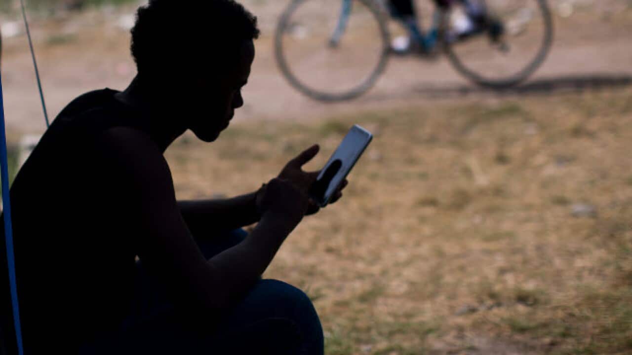A man uses his phone in this file photo. Immigrant
