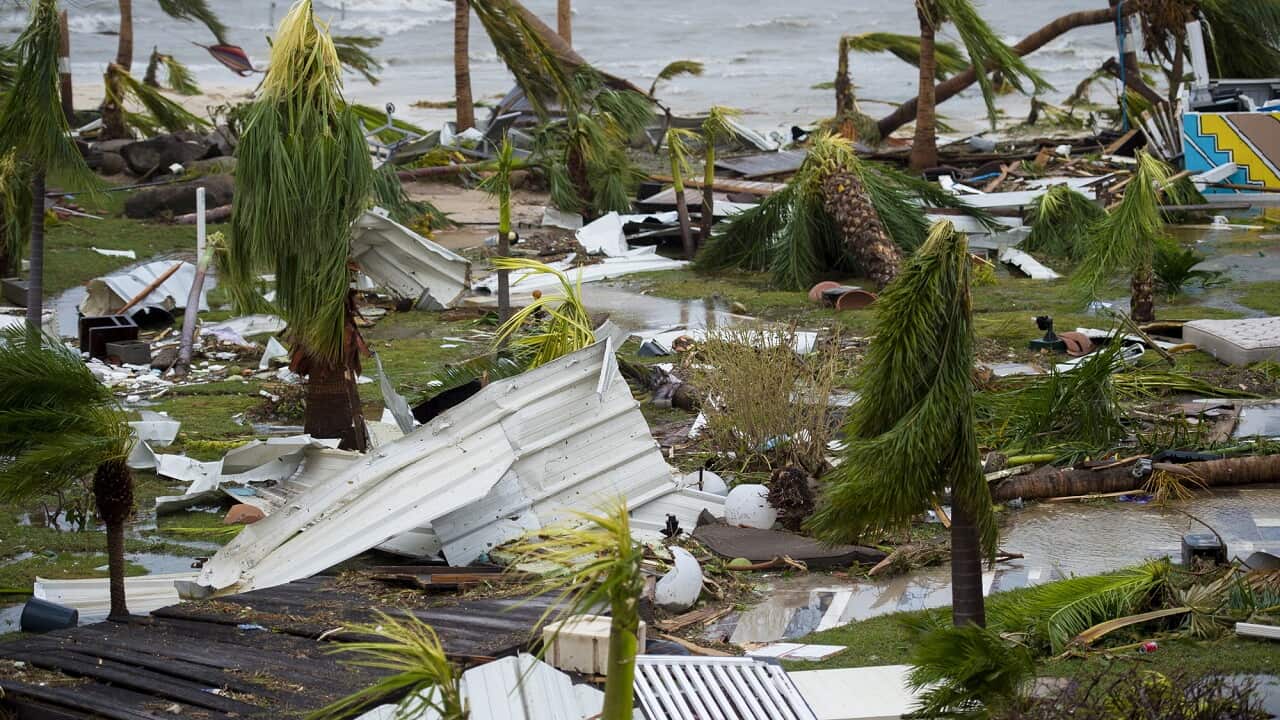 "Mercure" hotel in Marigot, on the Bay of Nettle, on the island of Saint-Martin in the northeast Caribbean, after the passage of Hurricane Irma.