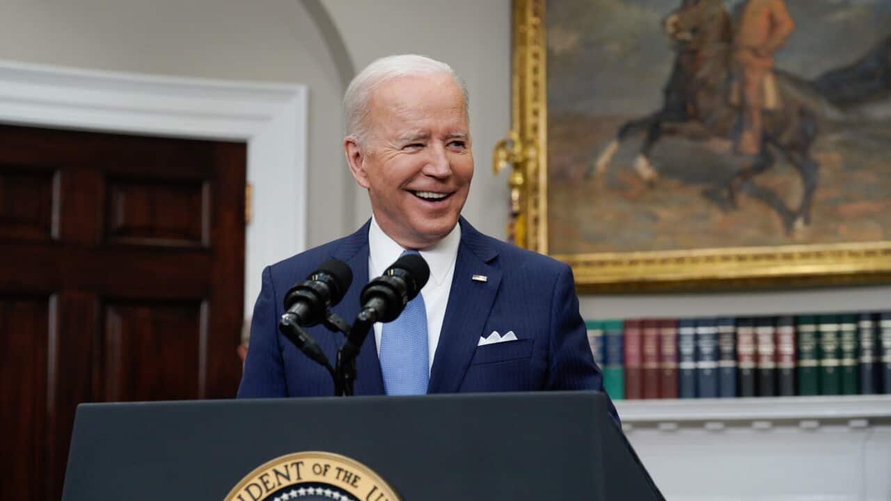 US President Joe Biden delivers remarks on the retirement of Supreme Court Justice Stephen Breyer in the Roosevelt Room at the White House in Washington, DC.