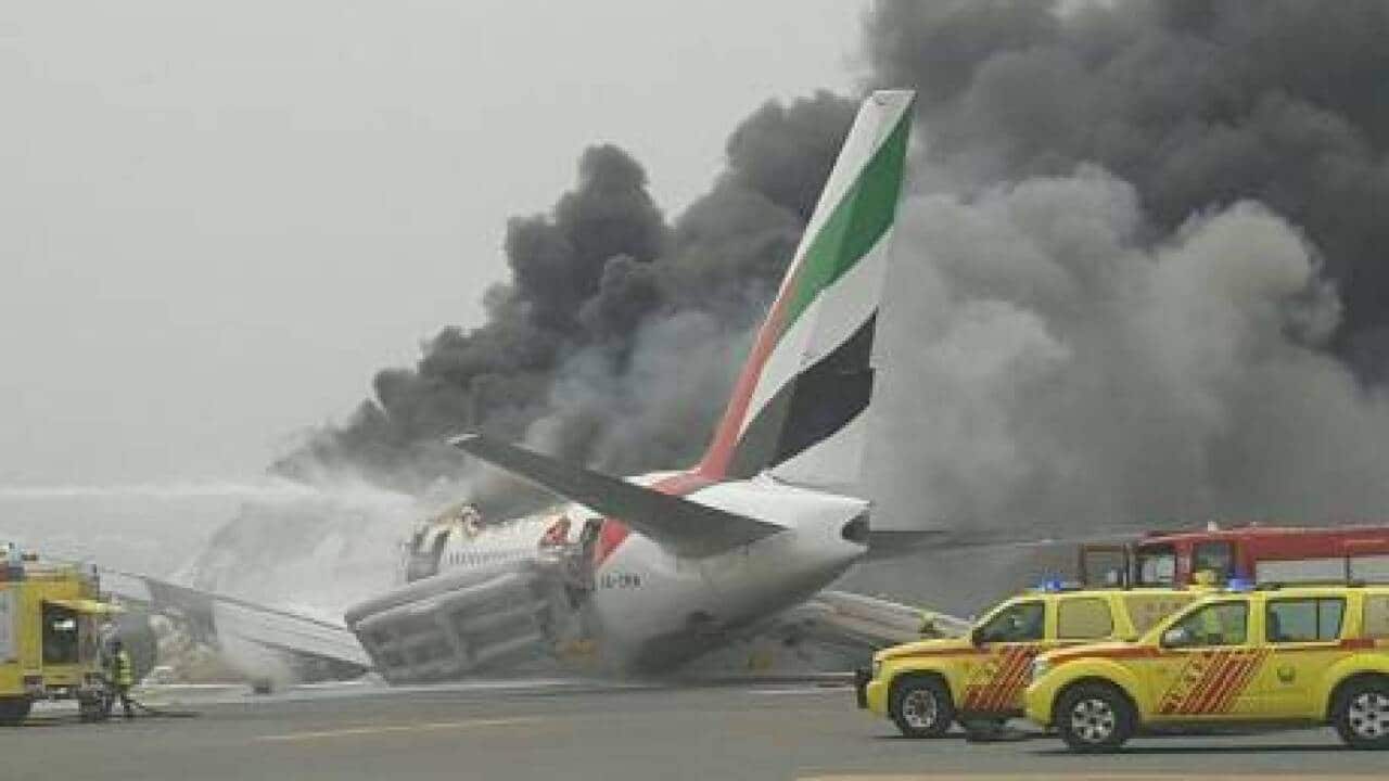 Emirates plane bursts into flames after crash-landing at Dubai airport