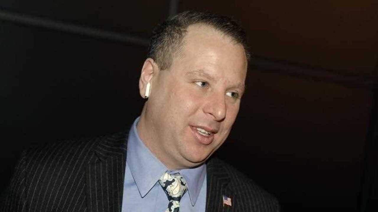Former Trump campaign aide Sam Nunberg exits CNN News headquarters after being interviewed on the Erin Burnett OutFront television show.