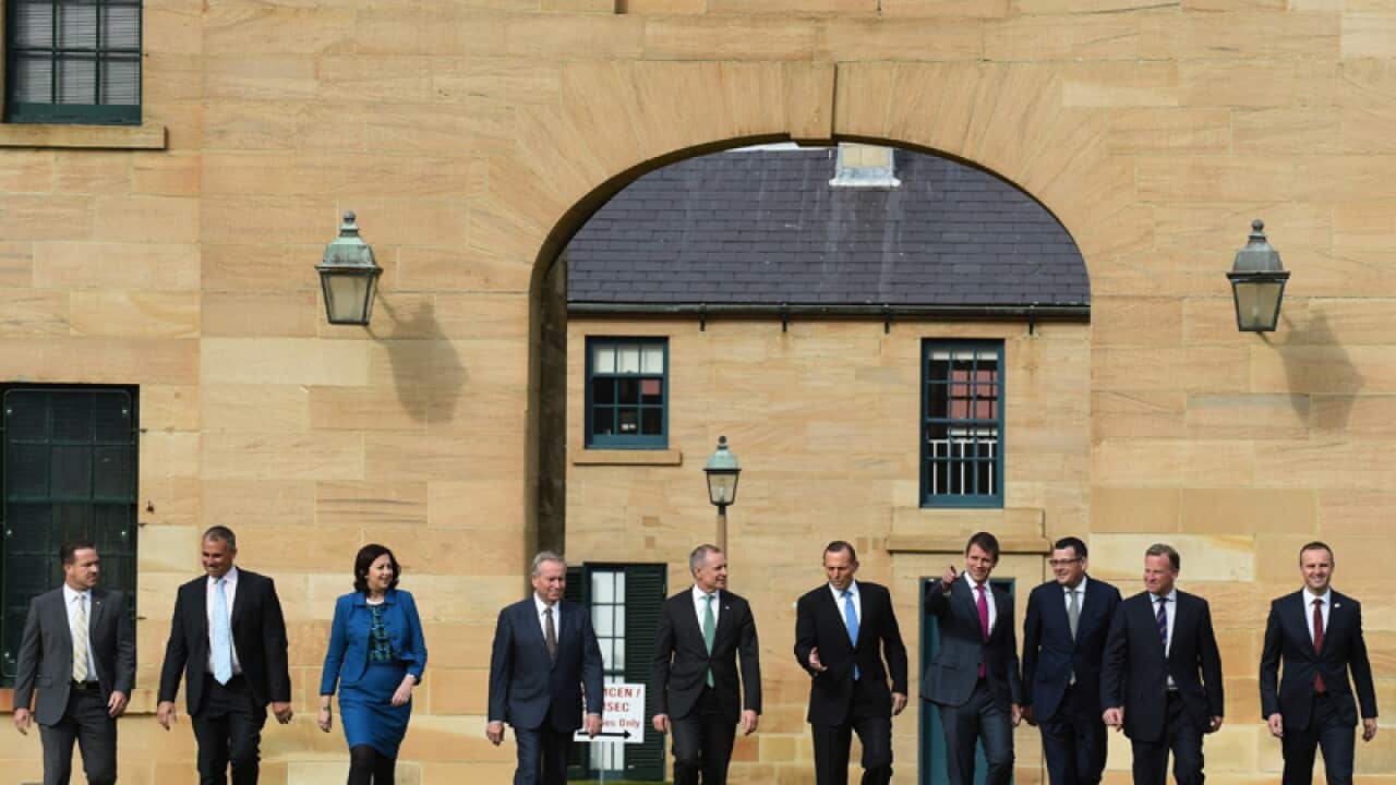 State premiers pose for photos ahead of the Leaders' Retreat