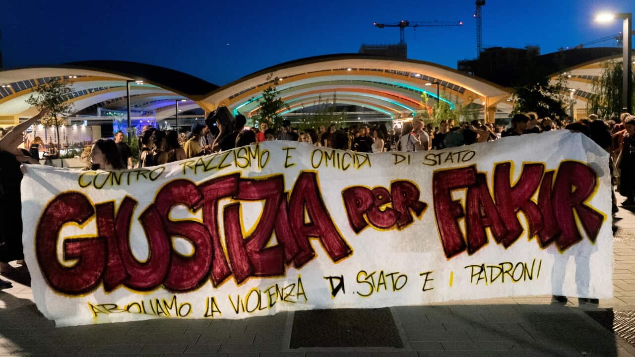 Rally set off from public assembly over Abderrahim Fakir's death in Bologna. Italy