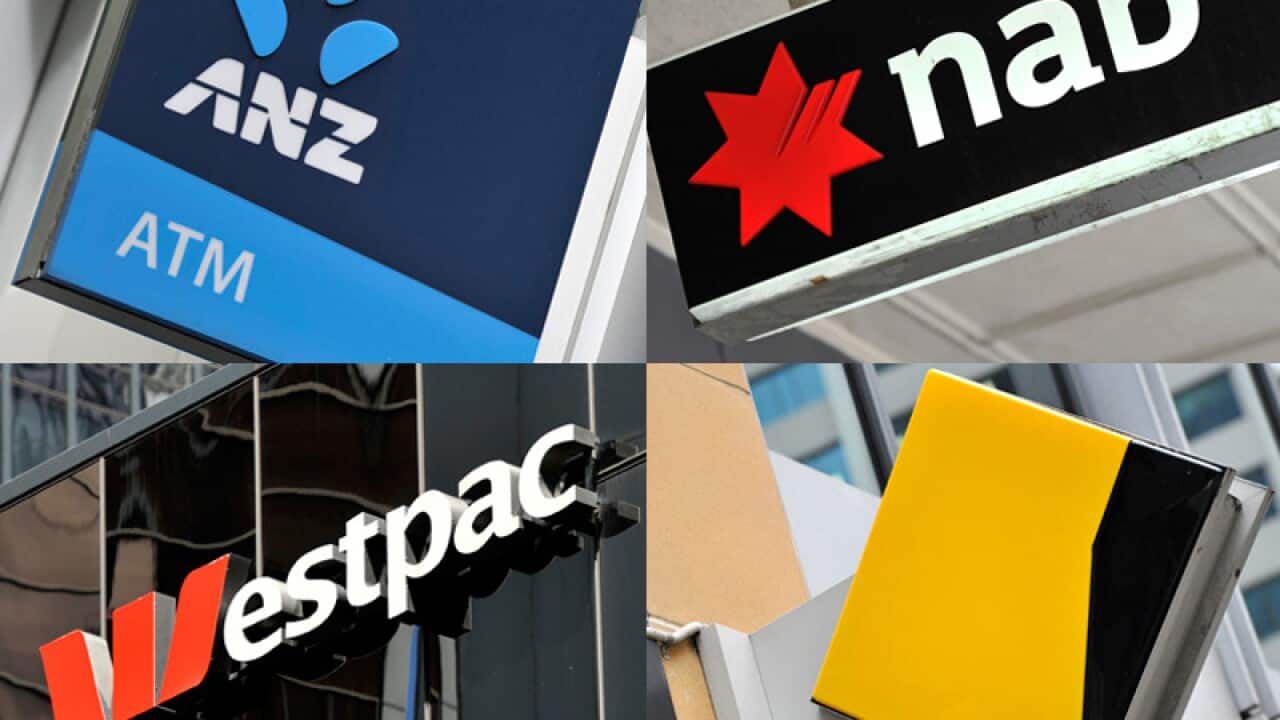 A composite image of signage of Australia's 'big four' banks