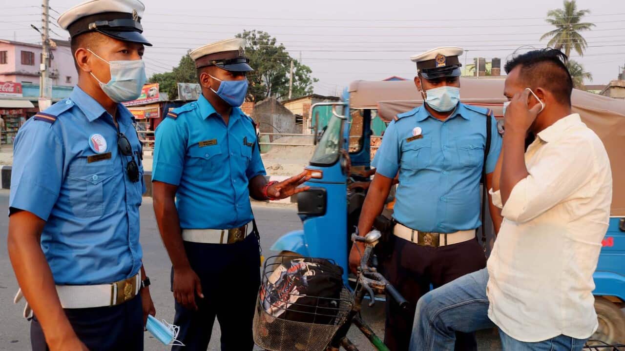 Nepal Police members are enforcing ban