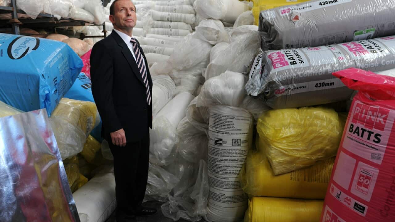 Tony Abbott visits a home insulation batts factory