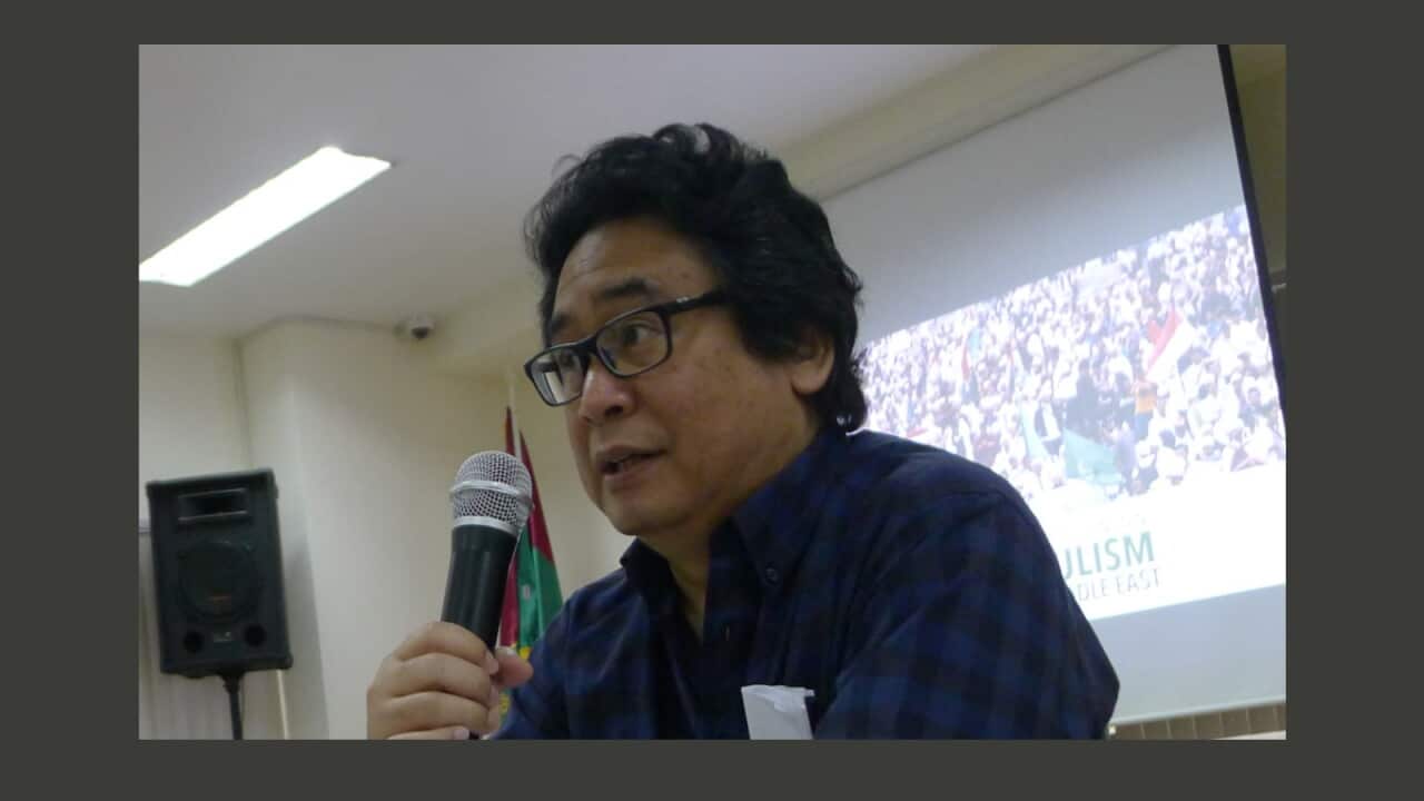 Prof Vedi Hadiz speaking at Roundtable, "Islamic Populism in Indonesia and he Middle East" in the Philippines, Oct 2017.
