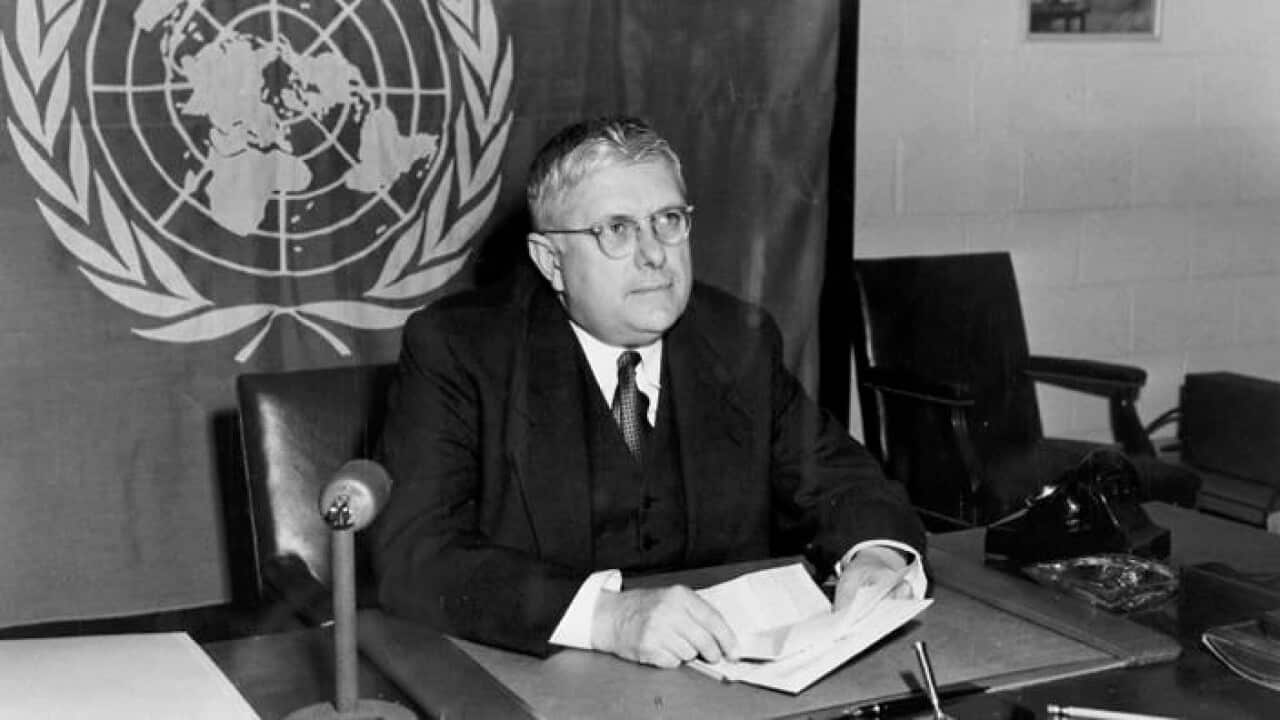 Dr Herbert Vere Evatt at the United Nations in 1949