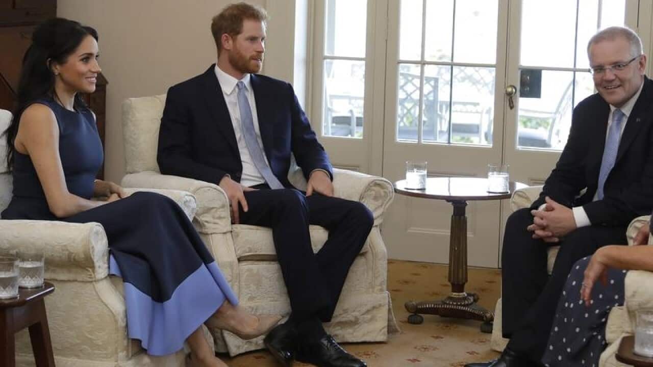 The Duke and Duchess of Sussex with the Morrisons in Sydney last year.