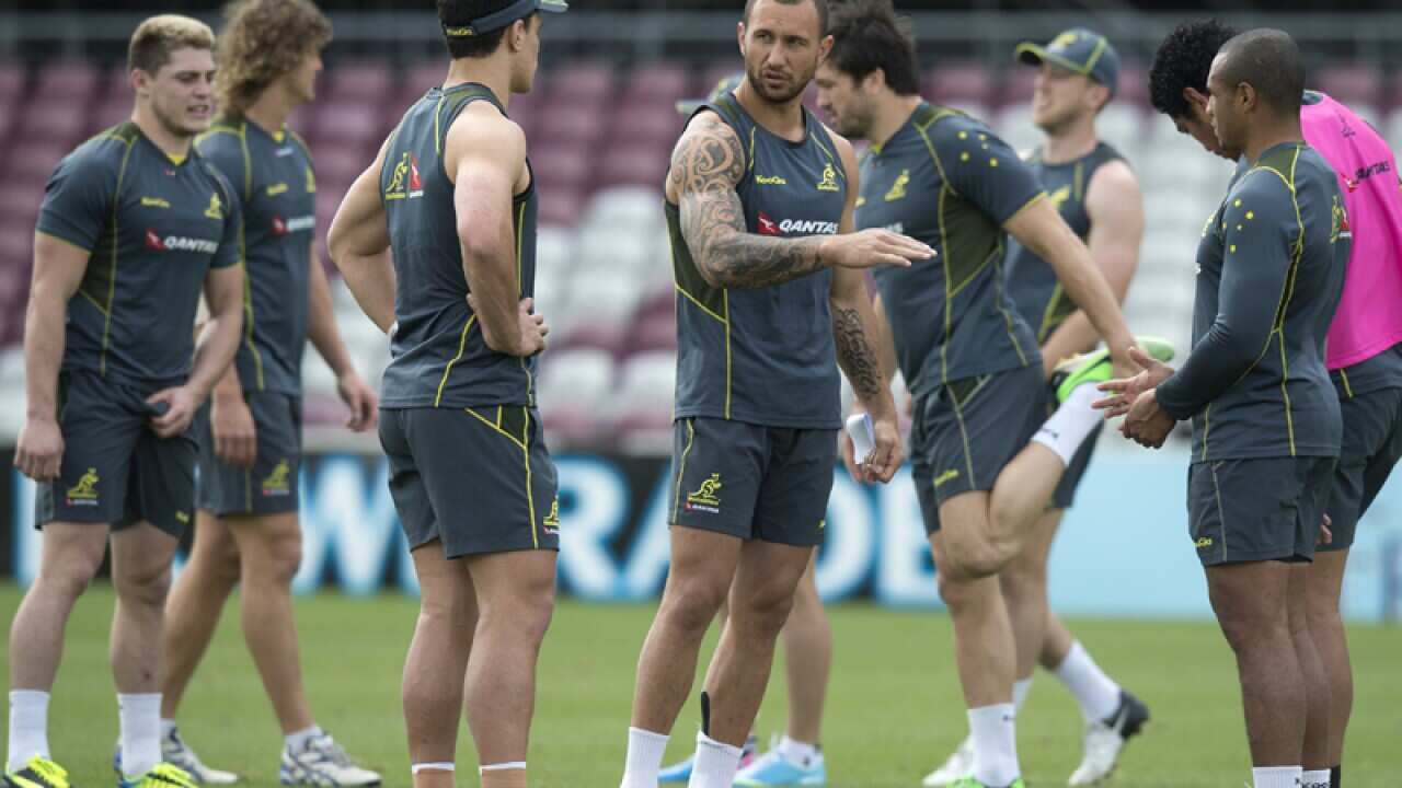 Wallabies players during a training session