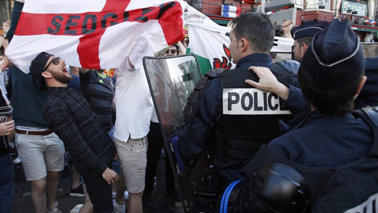 England fans outside a pub in Lille during Euro 2016