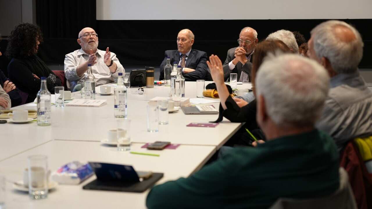 Sapir Handelman leads discussion in London between ordinary Israelis and Palestinians (SBS).jpg