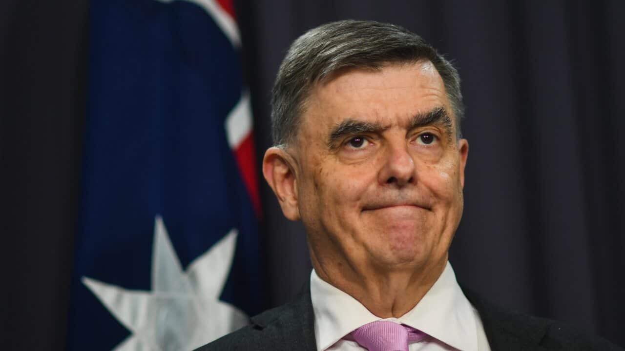 Chief Medical Officer Professor Brendan Murphy speaks during a press conference updating on the novel coronavirus at Parliament House in Canberra.