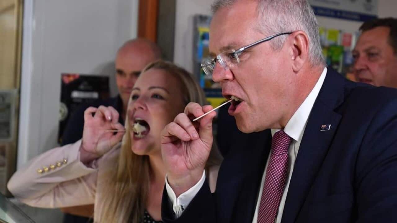 Liberal candidate for Lyons Jessica Whelan with Scott Morrison.