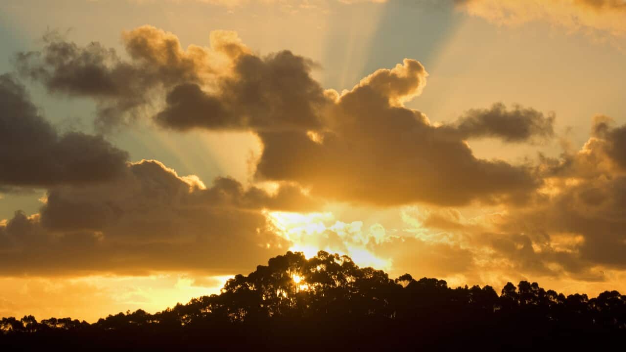 Sunset - the sun is setting over Tasmania's coast