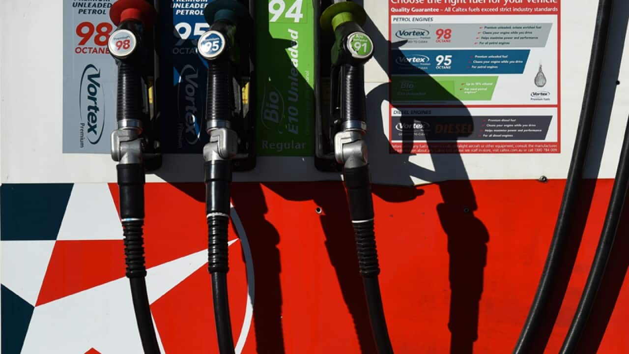 A petrol bowser at a Caltex service station in Sydney