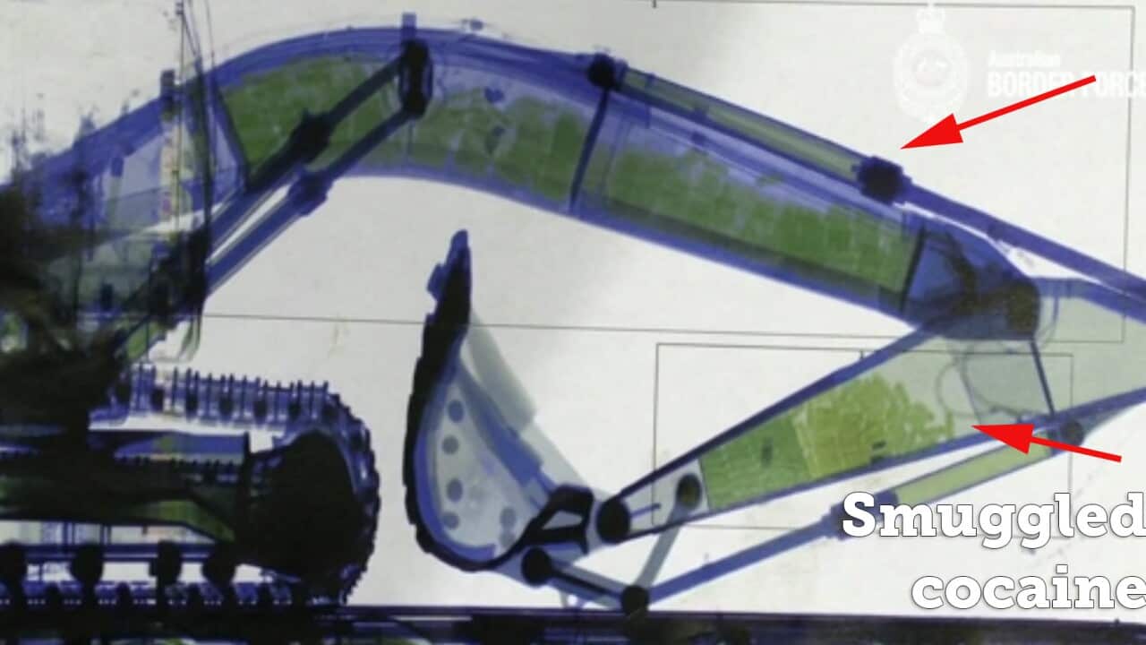 In June, Australian Border Force officers intercepted a second-hand excavator from South Africa. X-rays revealed approximately 384kg of concealed cocaine.