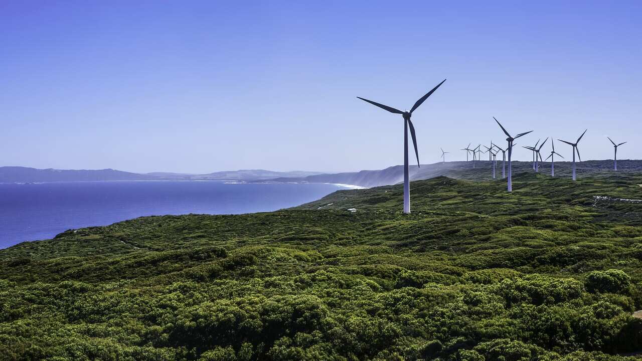 Wind turbines on a Wind Farm, Albany, Western Australia, Australia