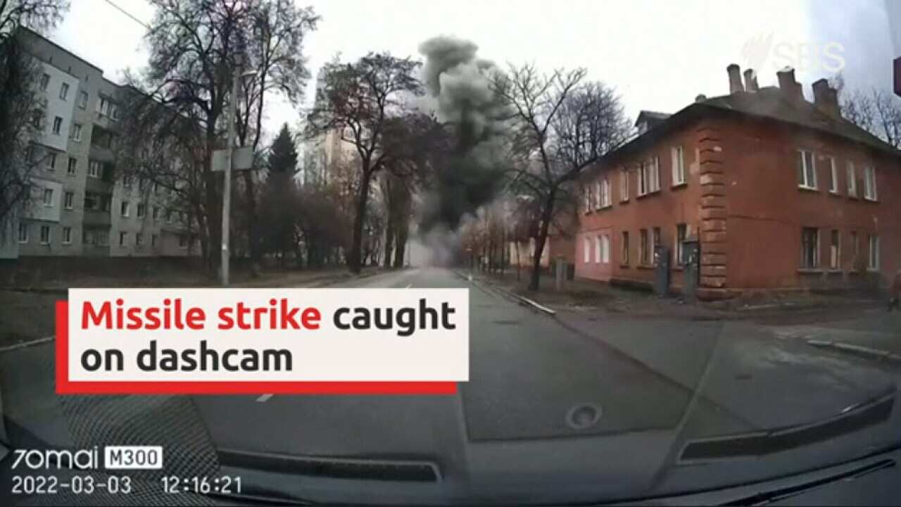 This is the moment a missile strike hit a quiet street in Chernihiv