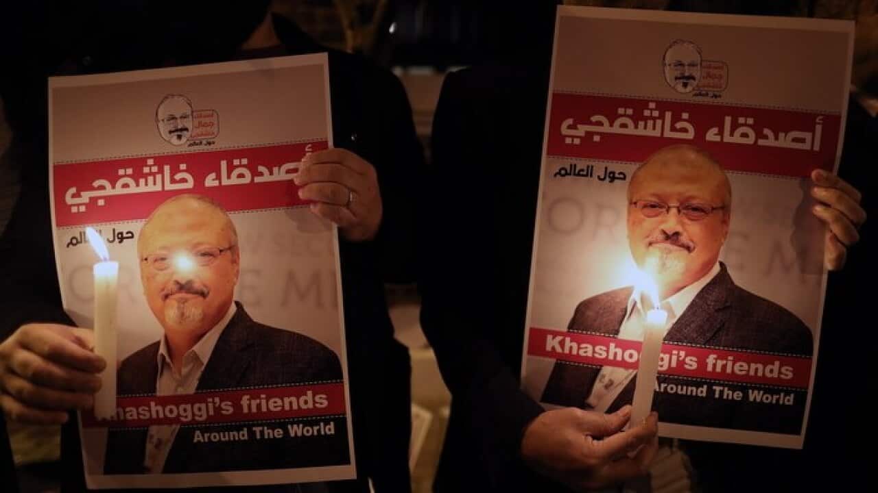 A 2018 protest in front of the Consulate of Saudi Arabia in Istanbul, Turkey