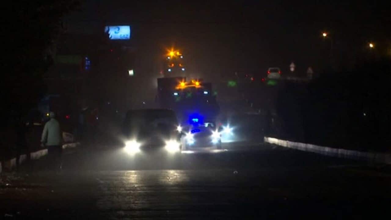 Turkish armed vehicles vehicles and military reinforcements moving towards deployment zone