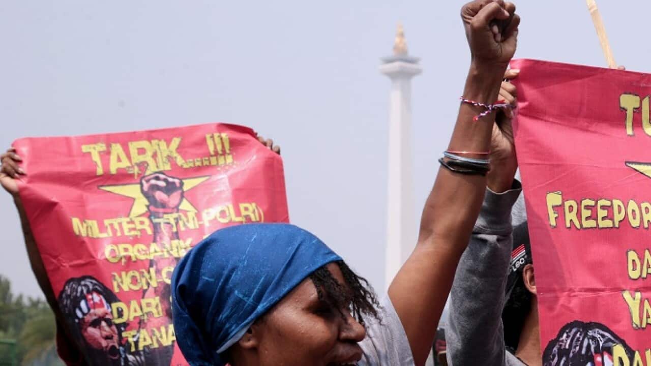 West Papuan activists protest in Jakarta on Thursday.
