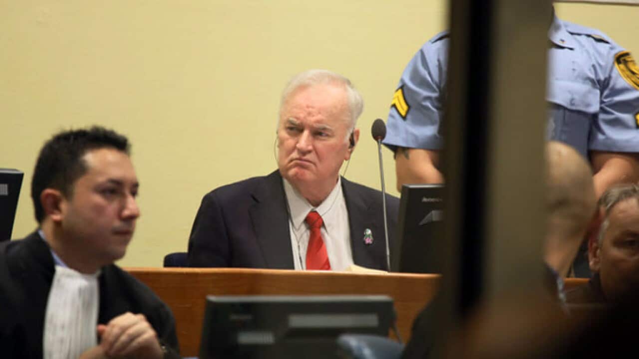 Ratko Mladic, former commander of the Bosnian Serb Army, at his trial judgement at the International Criminal Tribunal for the Former Yugoslavia.