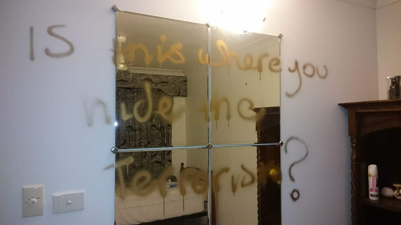Some of the anti-Islamic graffiti in a Queensland home.
