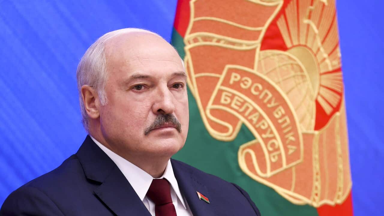 Belarusian President Alexander Lukashenko speaks during an annual press conference in Minsk, Belarus, Monday, August 9.